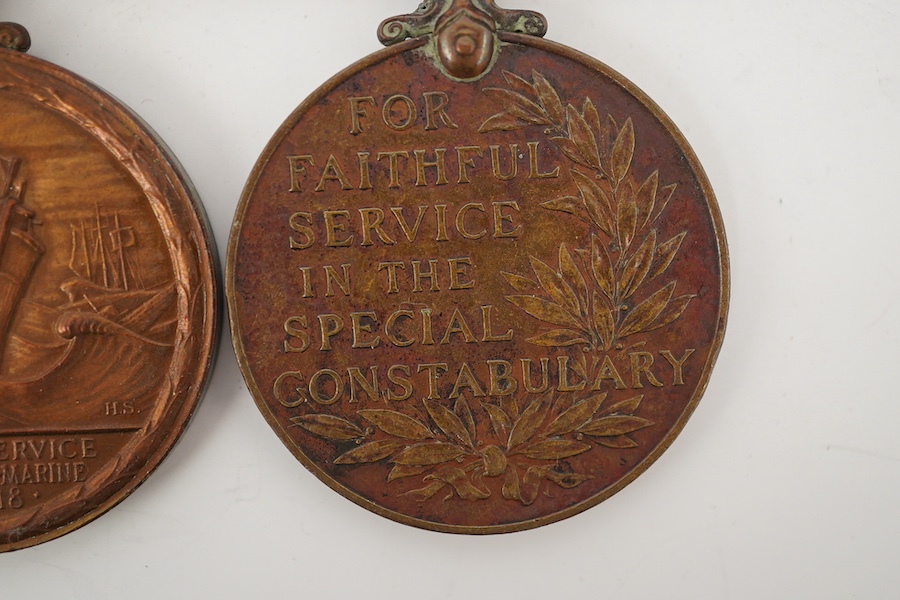 Seven First World War medals, including a Military Medal (MM) group comprising of an MMand a 1914 Star awarded to 7993 Pte. W. Grundy 1/R. SC. FUS., Military Medal possibly renamed, together with a WWI trio awarded to 22